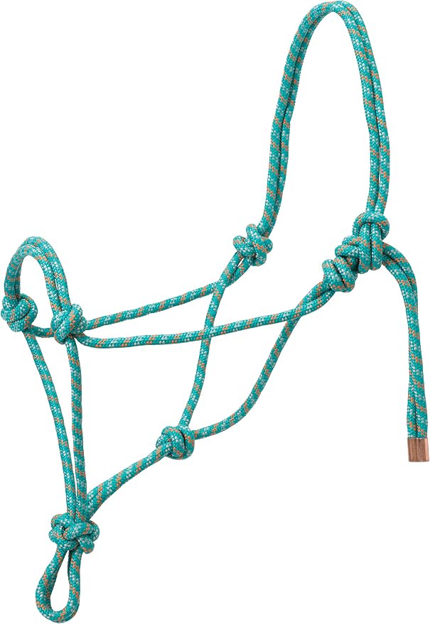 Weaver Leather Diamond Braid Rope Halter - Teal/Gray/Orange