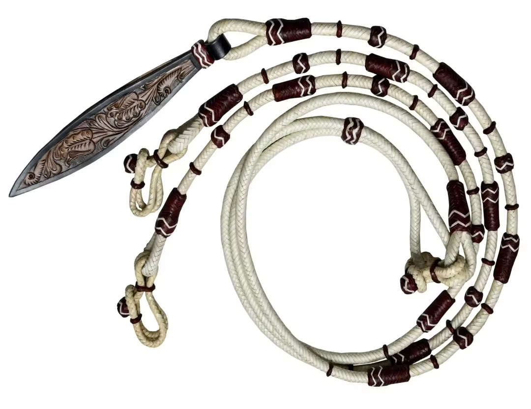 hand braided romel reins in white and brown