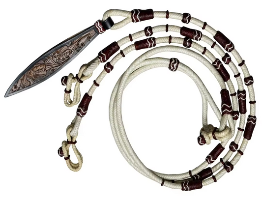 hand braided romel reins in white and brown
